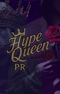hype queen pr logo with a man holding a rose