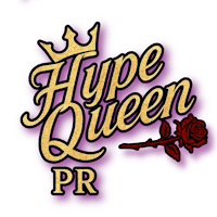 hype queen pr logo on a purple background